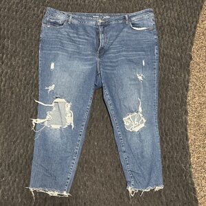 Old Navy Distressed Blue Boyfriend Jeans with Frayed Hem